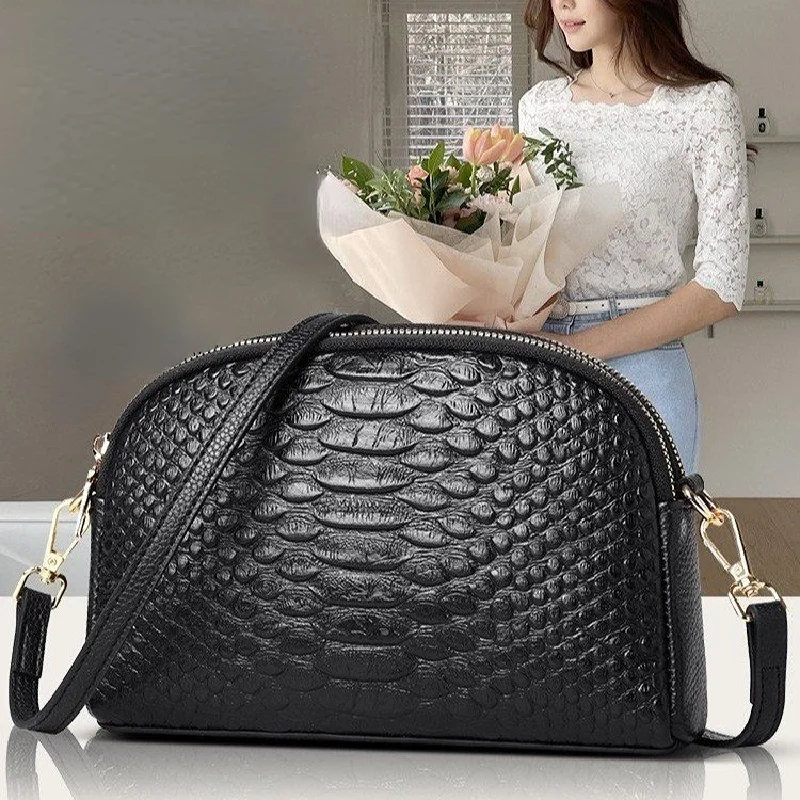 

Women' Handbags Designer Luxury Shoulder Genuine Leather Shell Bags Crocodile Pattern Shoulder Ladies Purses Crossbody Bags