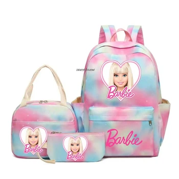 Barbie Zaino colorato con borsa per il pranzo Zaino Borse da scuola casual per ragazzi Ragazze Donne Studenti Adolescenti Set 1