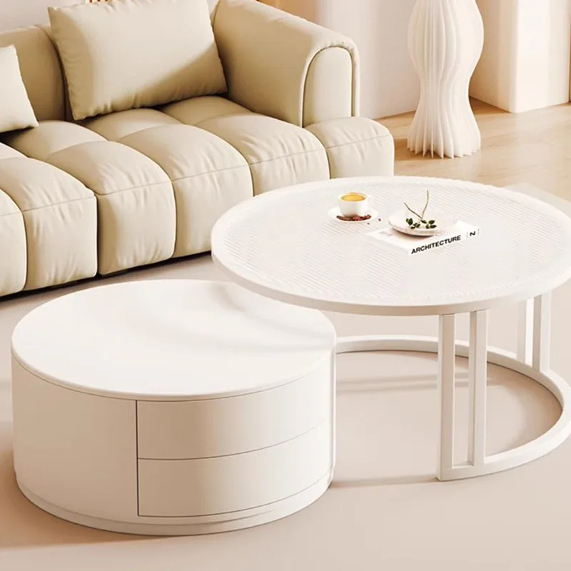 

Современный роскошный кофейный столик Trau, круглый белый мобильный журнальный столик для гостиной, Минималистичная мебель для квартиры