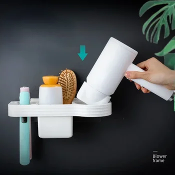 Home Bathroom Organizer Storage Shelf Stand for Bathroom Accessories  Bathroom Shelf Hair Dryer Holder Wall-mounted No Drilling  2