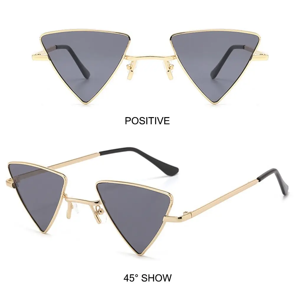 Neue kleine dreieckige Hippie-Sonnenbrille Metallrahmen getönte bunte Linse Sonnenbrille für Frauen Männer Punk Shades Party Brillen – Detail 16