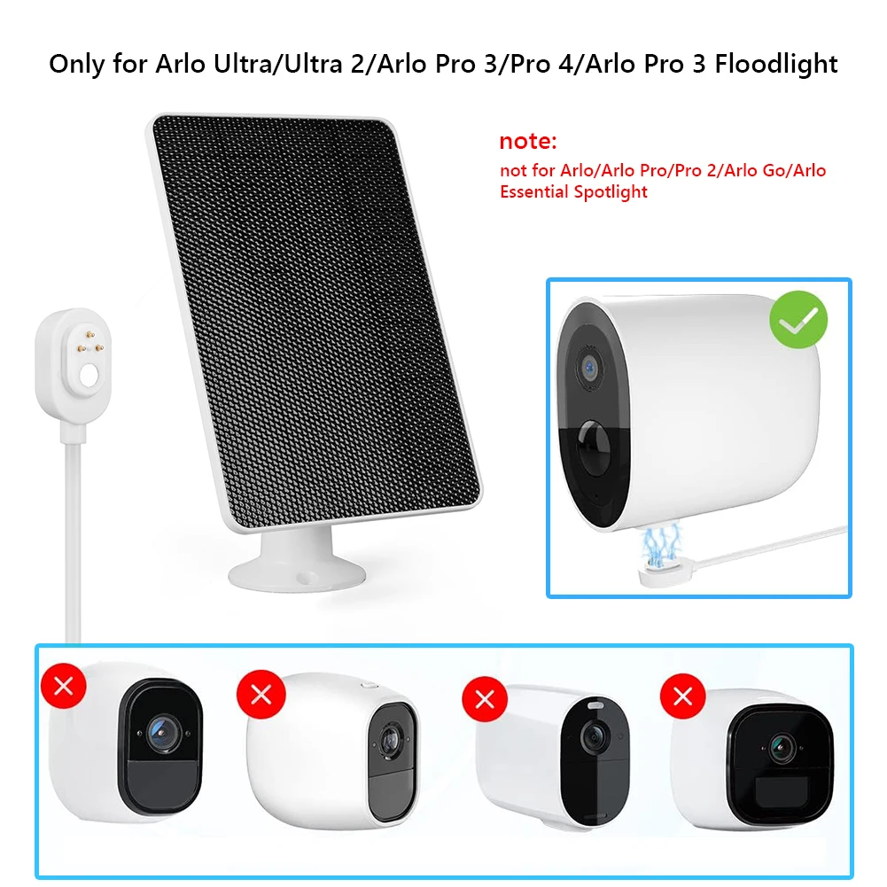 Solar Panel Charger 12W 1/2Pcs For Arlo Ultra/Ultra 2/Pro 3/Pro 4 Floodlight Security Camera With Bracket and 3Meters Cord portable solar panel solar charger panels solar panels solar charger solar battery charger
