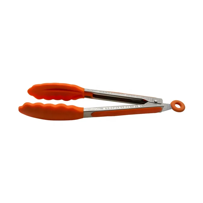 Best kitchen supplies 3 sizes Stainless Steel BBQ Food Cooking Tongs with Silicone Tips