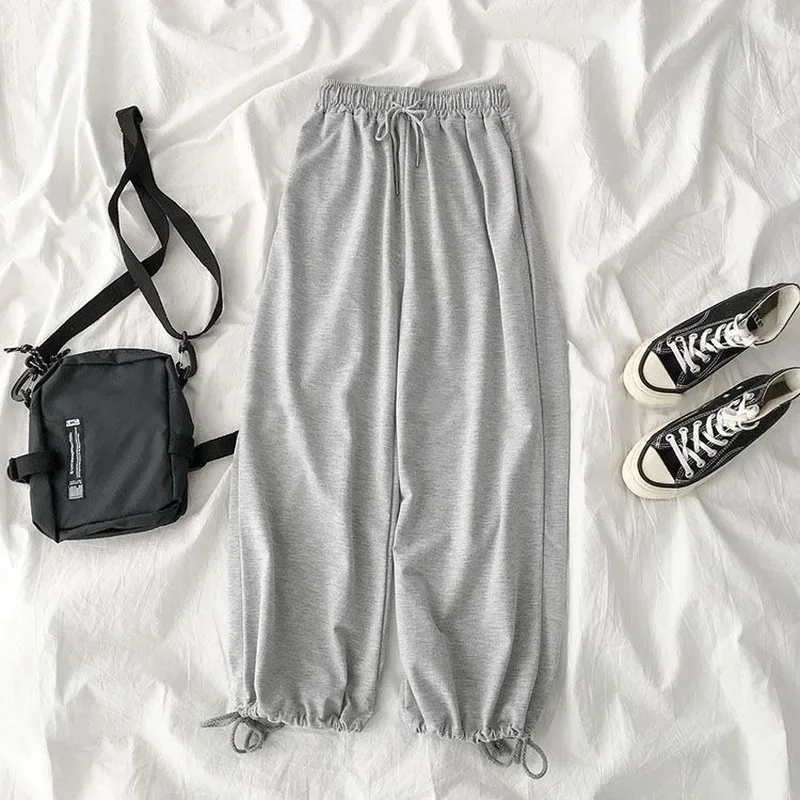 Spring Women Harem Pants Adjusted Bundle Loose Trousers Stretch Drawstring Leisure Sweatpants Students Daily All-match Ulzzang 2