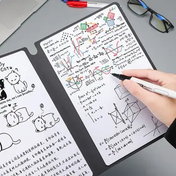 Quaderno per lavagna A4 riutilizzabile con penna per lavagna Cancelleria per lavagna cancellabile in pelle con blocco note in tessuto cancellabile