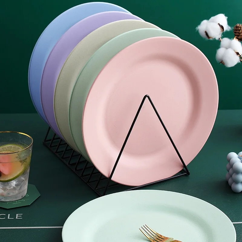 Dining Dish 28cm Wheat Straw Dinner Plates Pizza Plate Steak Plate Western Food Large Dessert Dishes