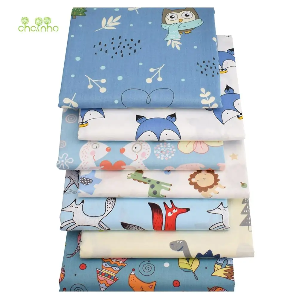 Chainho,Printed Twill Weave Cotton Fabric,DIY Sewing Quilting Material,Patchwork Cloth,Cartoon Series,2 Sizes,15C93