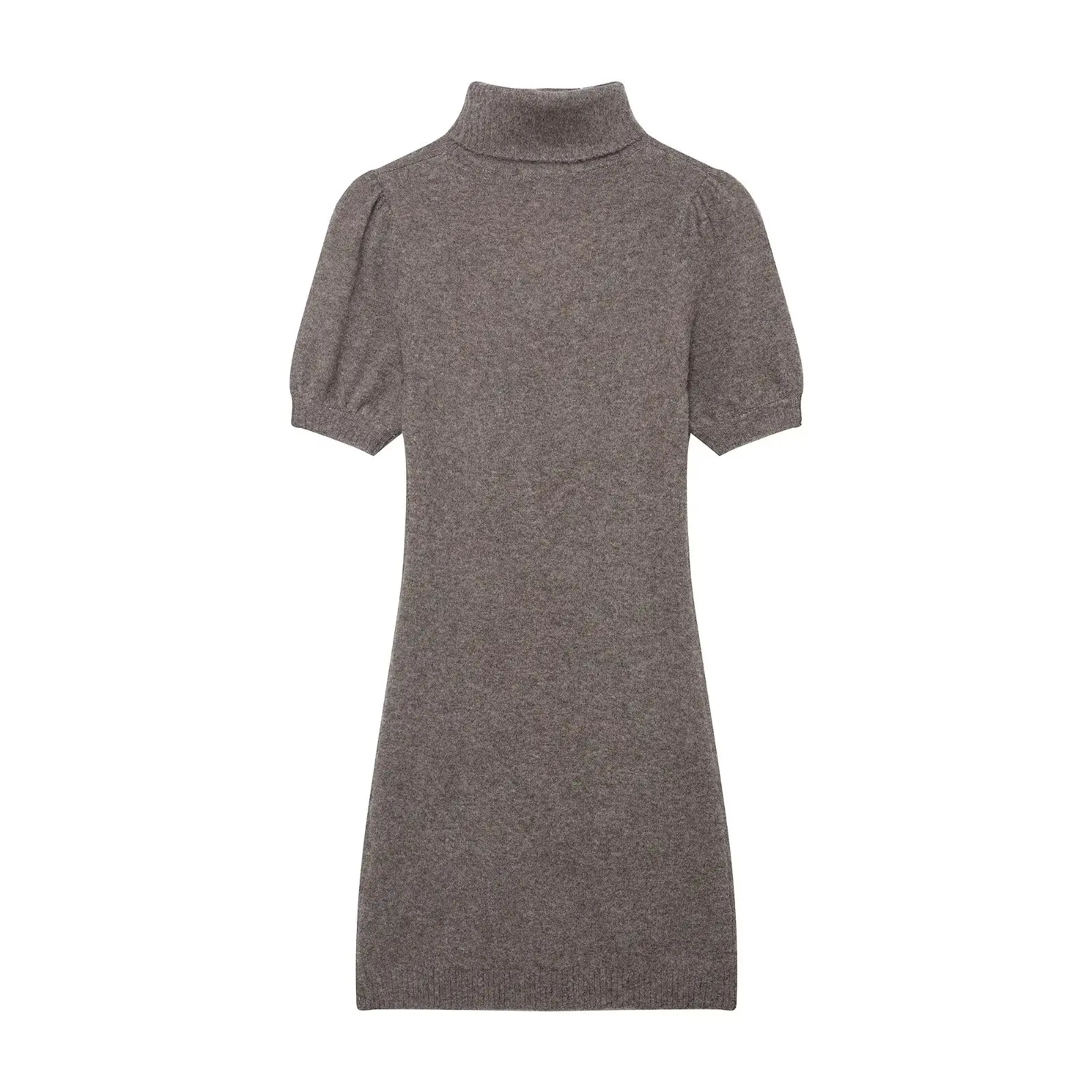 Women Knitted Mini Dress Spring Summer Short Sleeveless High Neck Women's Short Dresses Female Elastic Slim Sweater Dress