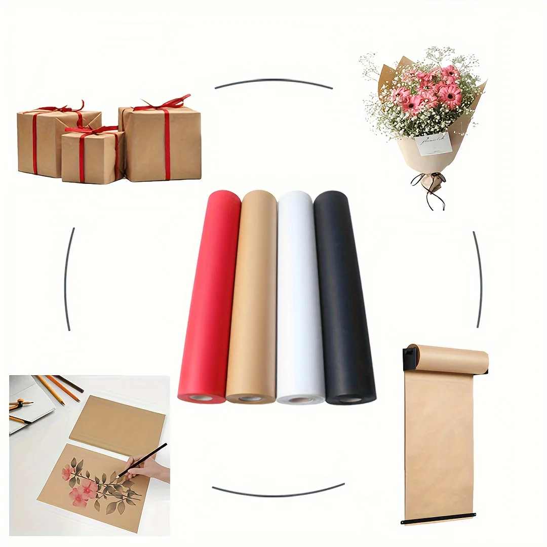 Multi-purpose 30cm*10.0meter Drum Kraft Paper In Various Colors, Suitable For Mobile Wrapping Paper, Gift Packaging