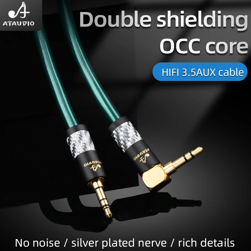 ATAUDIO HiFi 3.5mm AUX Cable 7N OCC Silver Plated 3.5mm Aux Cable for Phone Huawei Xiaomi Car PA