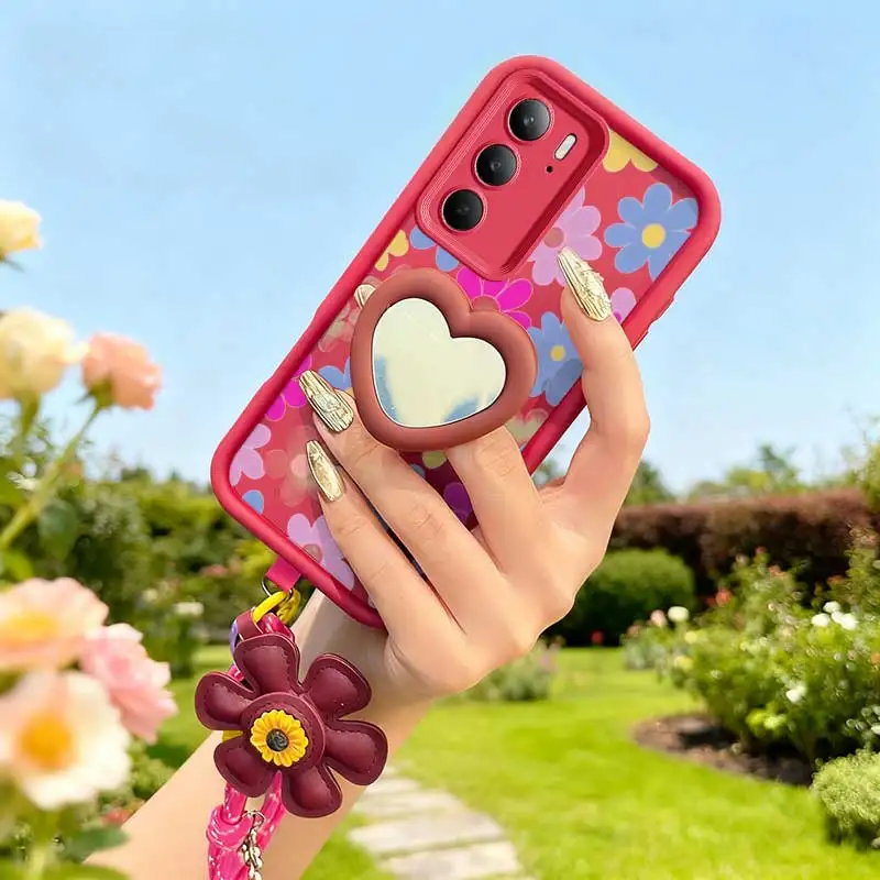 Cartoon Flower Phone Case Set with Lanyard and Craft Embellishments – 3 Piece Set