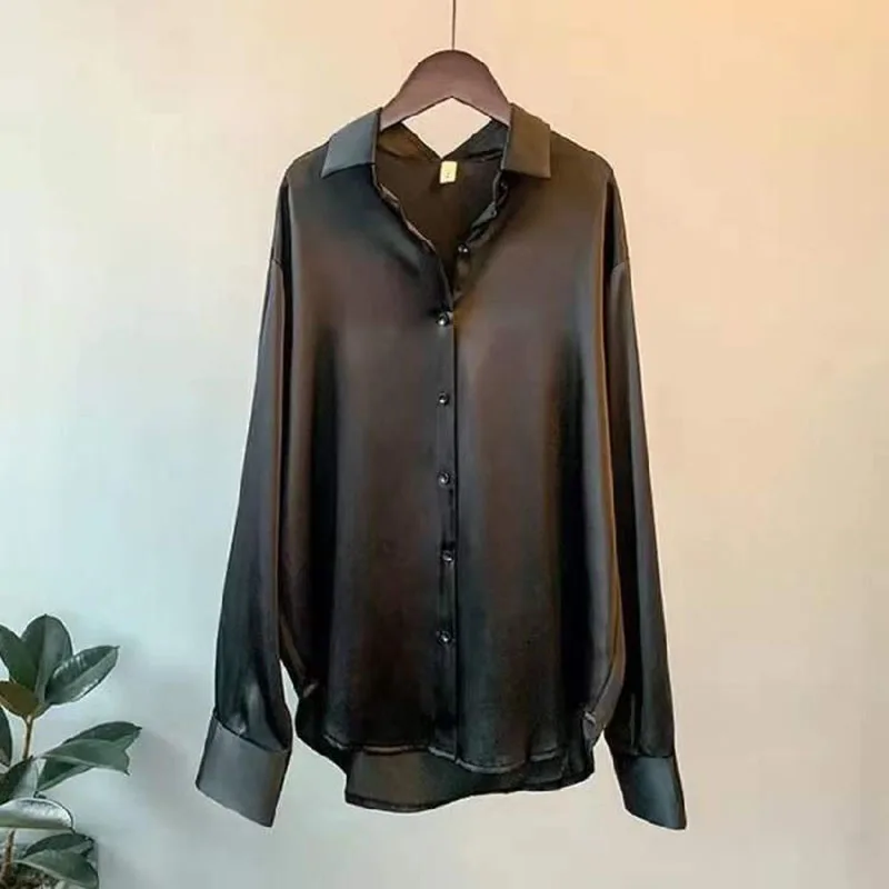 Fashion Lapel Button Solid Color Casual Shirt Women's Clothing 2023 Spring New Loose Korean Tops All-match office lady Blouse