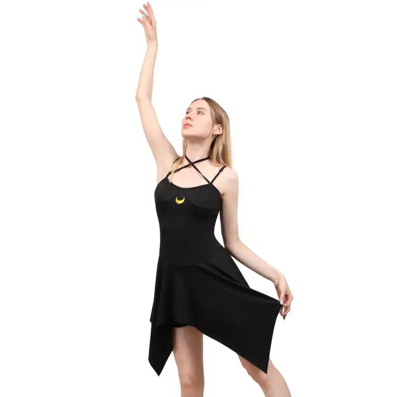 

WENAM Womens Ballet Dress Lyrical Rhythm Dance Skirts Party Sexy Black Tie Back Slip Summer Dress Girls Adult Training Dress
