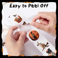 500PCS Halloween Cat Stickers Roll 16 Designs Pumpkin Cat Sticker for Kids Craft Envelope Water Bottle Scrapbook Party Supplie 4
