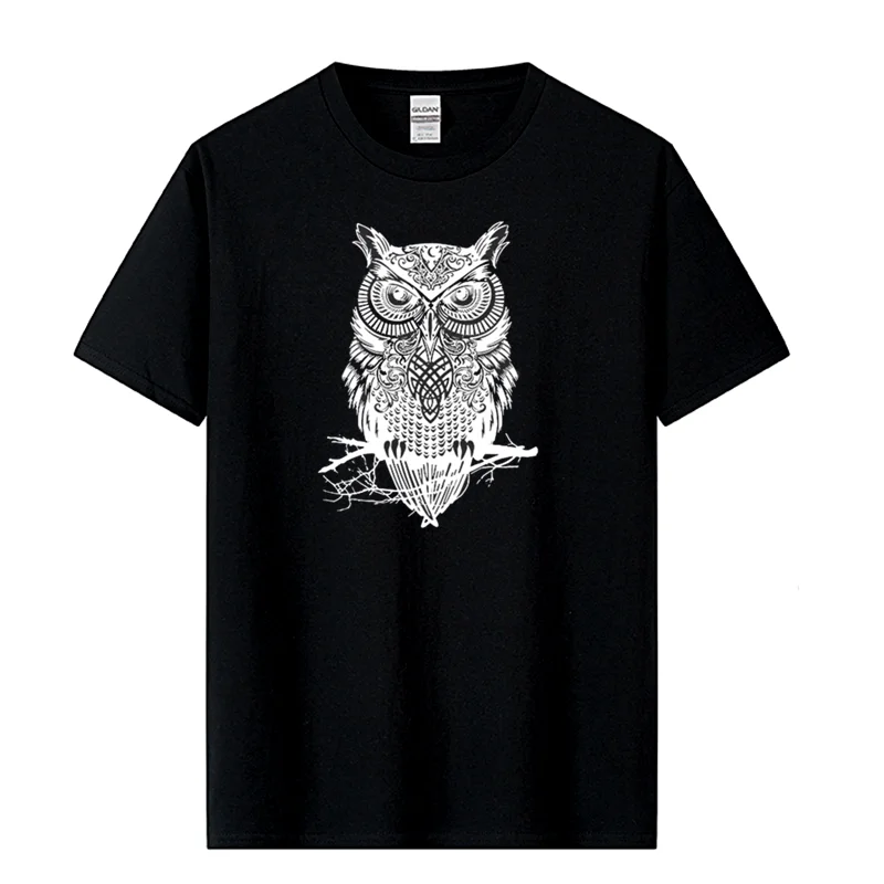 Männer T-shirt 100% Baumwolle Casual T-shirt Eule Druck Sommer Lose Oansatz Lustige T Shirt für Männer Kurzarm T-shirt männlichen Top
