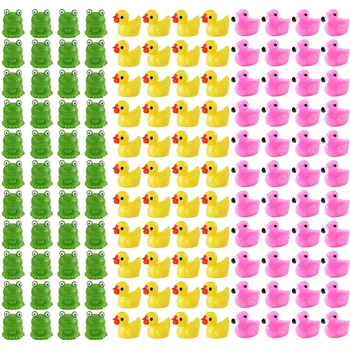 100PCS Mini Resin Frogs Flamingos and Duck Animal Miniatures - Fairy Garden Ornament, Micro Landscape DIY Crafts Potted Decor 1