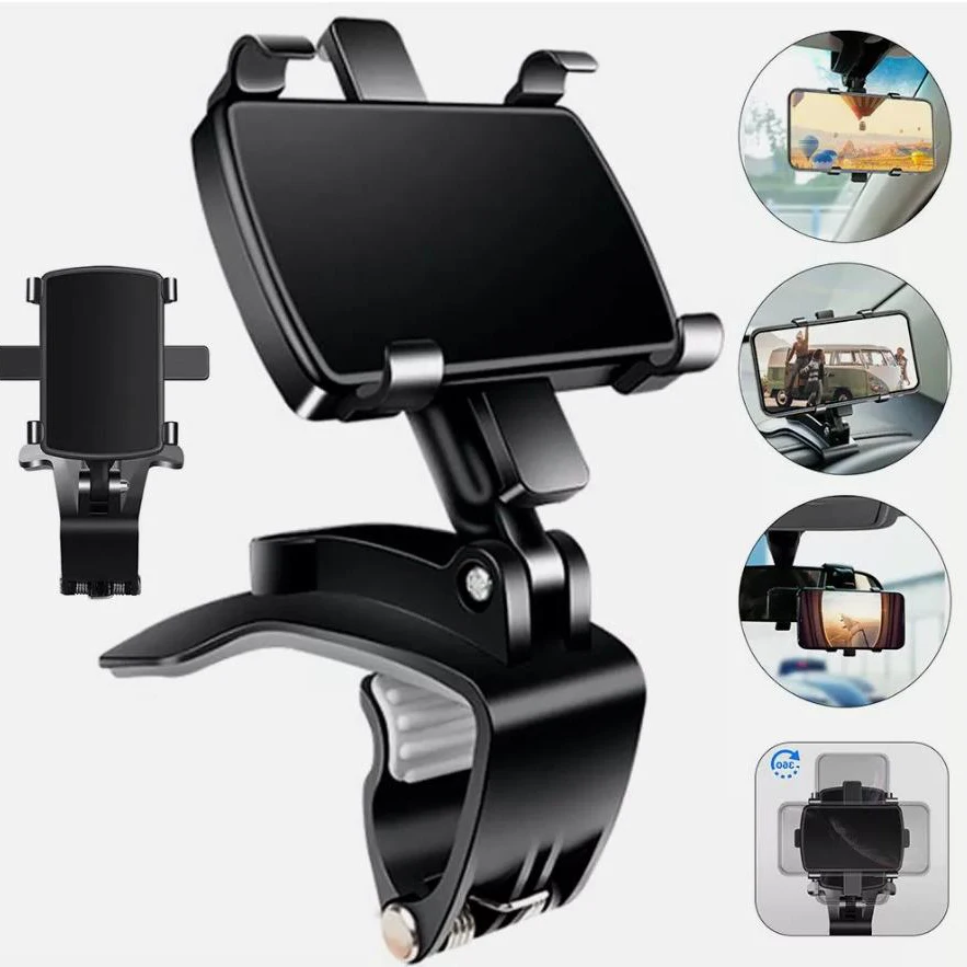 Car Mobile Phone Holder 360° Rotation Dash Board GPS Navigation Bracket Portable Easy Clip Mount Car Phone Universal Stand