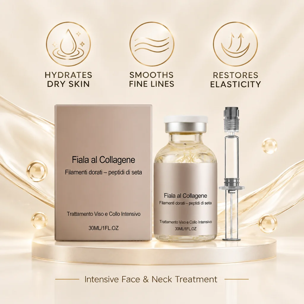 Collagen Silk Peptide Firming Ampoule Face Neck Serum Hydrating Essence For Dry Skin Smooth Fine Lines Restore Elasticity Dewy