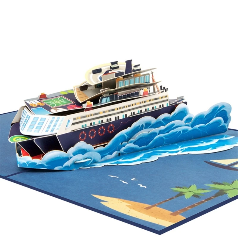 Deep Sea Cruise Ship Theme Card PopUp Card with Envelope 3D Greeting Cards for Birthdays Anniversaries Parties Gift