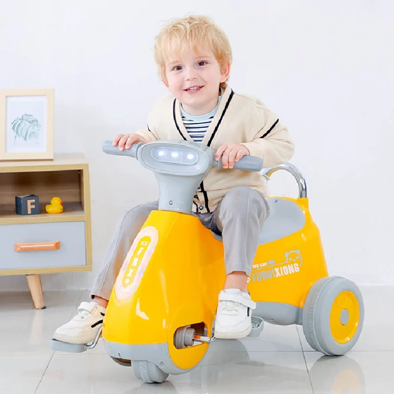 DokiToy Children's Electric Motorcycle 1-6 Years Old Male And Female Baby Tricycle Pedal Battery Car With Light Music Toy Car