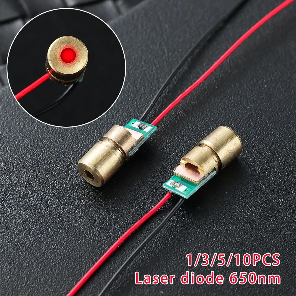 1/3/5/10pc Mini Red Sight Copper Head 650nm 6mm 3V Adjustable Lasers Dot Diode Module Laser diodes laser head