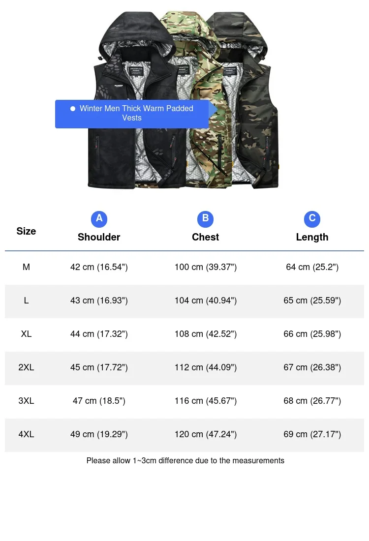 Winter Men's Warm Down Vest - Design Details