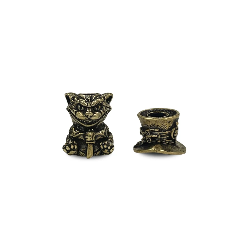 

Brass Top Hat Cat Knife Beads EDC Wear Paracord Tools Lanyard Pendants Key Rings Zipper DIY Accessories Handcrafted Zipper Pull