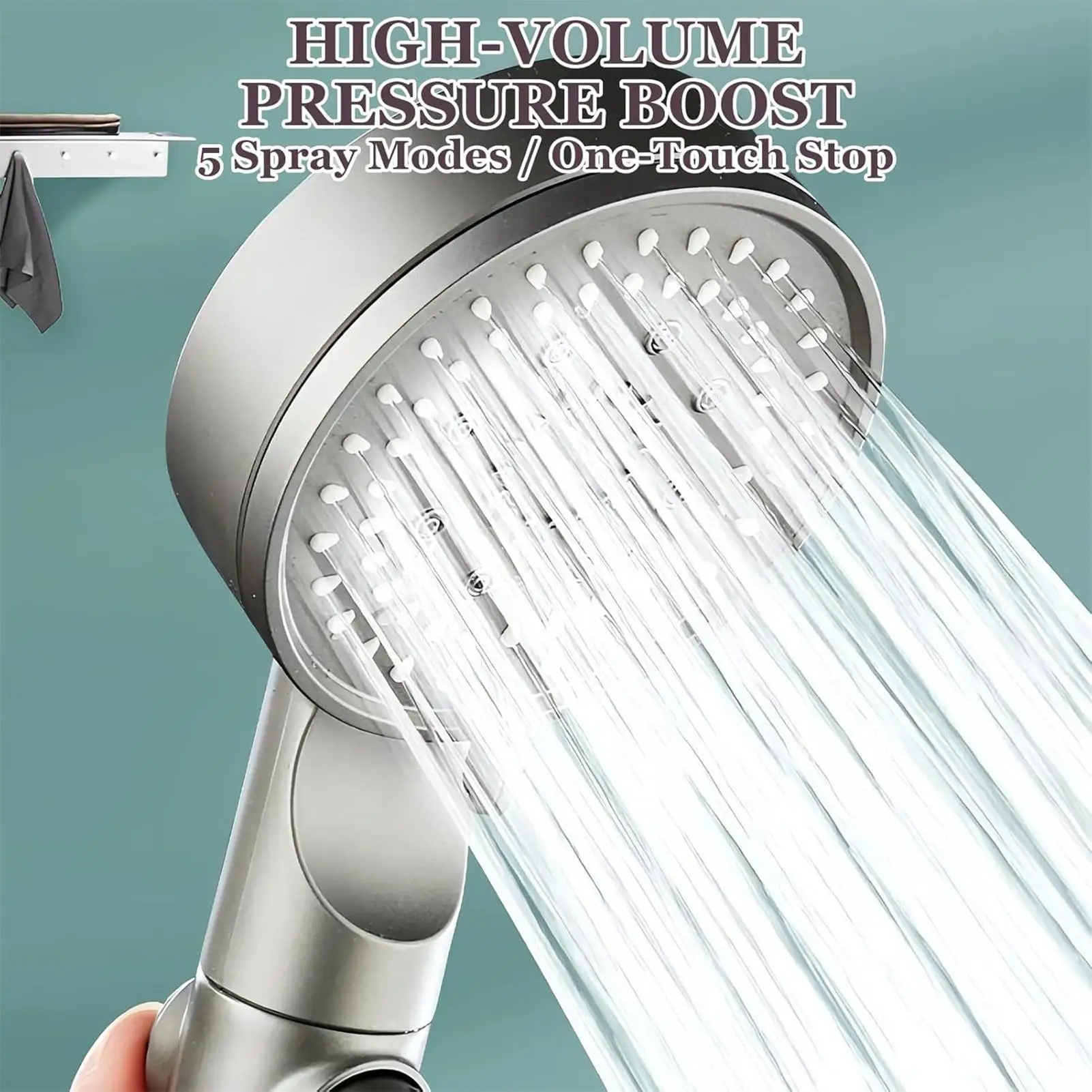 Handheld Shower Head 5 Modes Filtered Shower Head High Pressure Silicone Nozzles Faucet Sprayer for Home Apartment RV Bathroom
