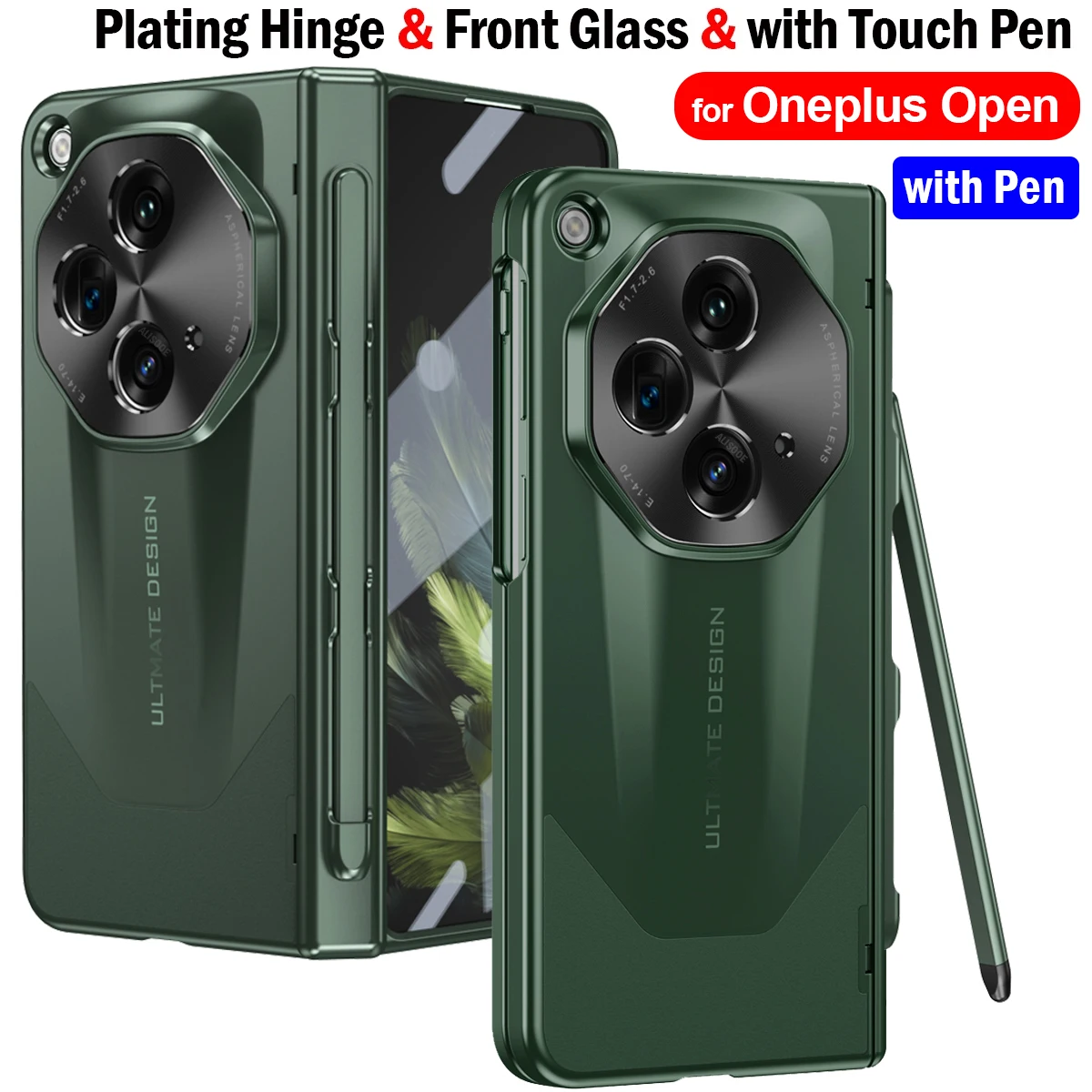 

Чехол с сенсорной ручкой для Oneplus, открытая петля, петля с полным покрытием, защитный чехол с пастообразным слотом для ручки, дополнительное переднее стекло