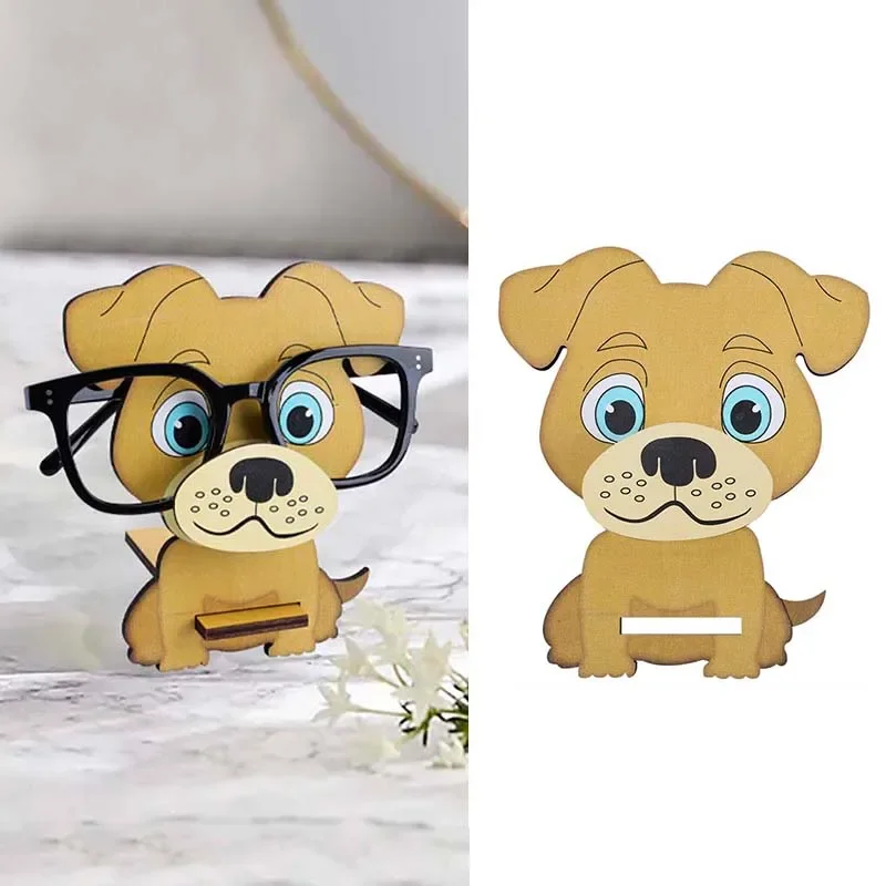 ncmama 1Pcs Cute Cartoon Dog Glasses Holder Milk Cow Wood Sunglass Display Rack  Eyeglasses Show Stand Ewelry Holder Showcase