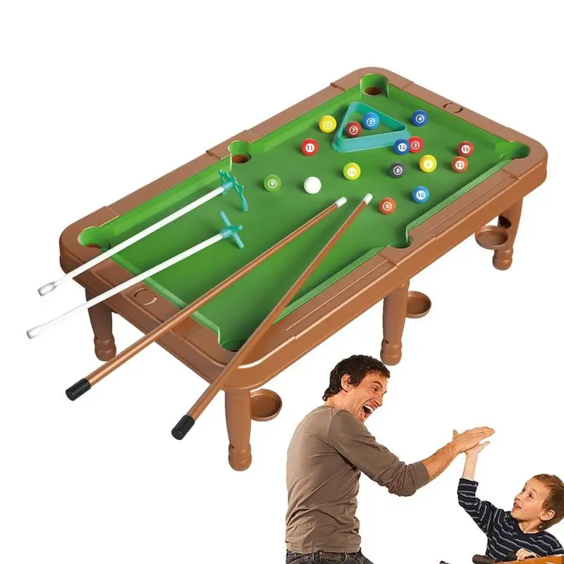 Kids Mini Pool Table Portable Toy Pool Table Billiard Game Set with Tripod and 4 Cue Sticks for Living Room Bedroom Indoor Use