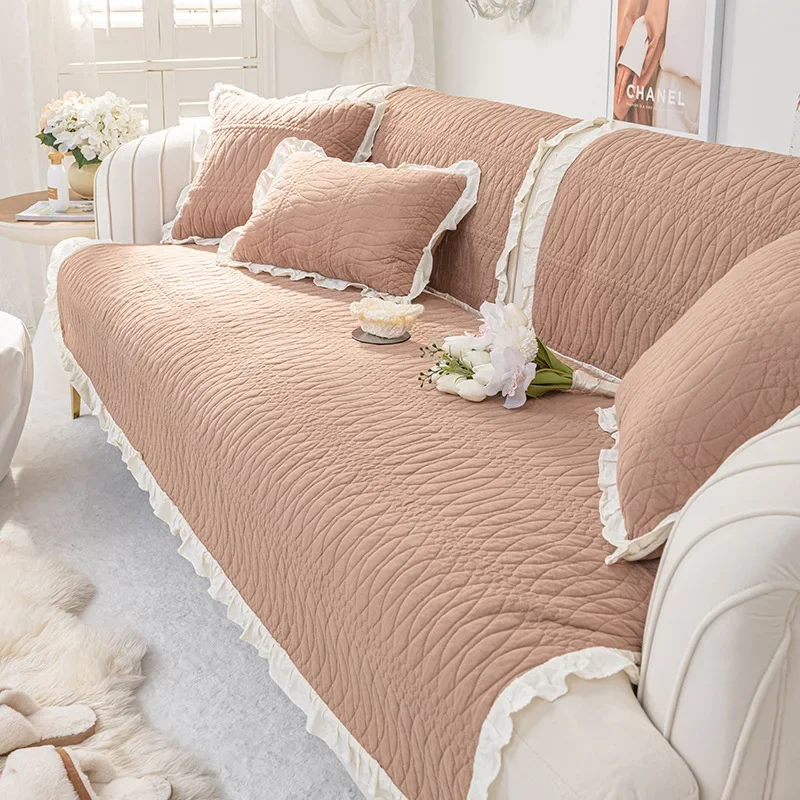 Beige Non-slip Fabric Simple Modern Living Room Back Towel Cover Cloth Sofa Cushion Four Seasons Universal New Solid Color 6