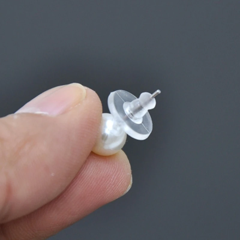 Pack of 100 Silicone Ear Closures Comfortable Ear Studs Back