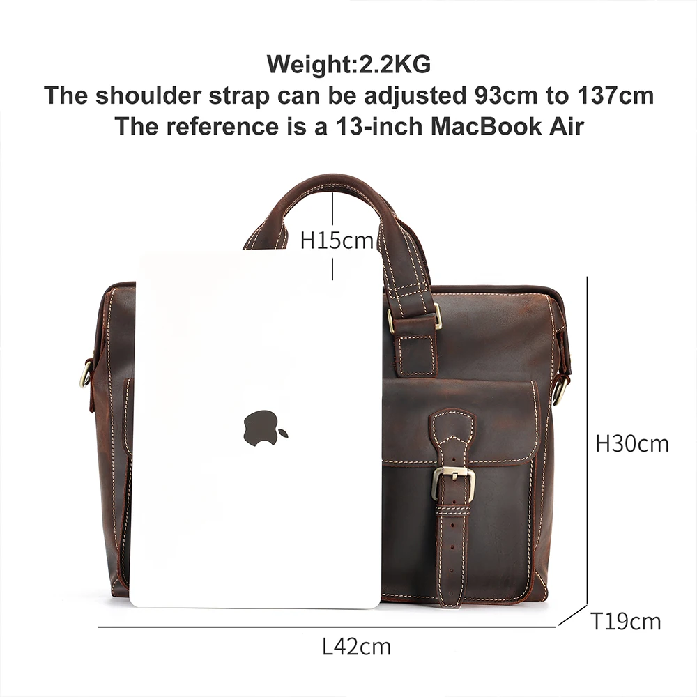 GUJOS-Sac ร Main ร Bandouliรจre en Cuir group pour Homme, Sacoche d\'Affaires, Bombe, Cheval, รlingue, Fourre-Tout, 15.6 Pouces