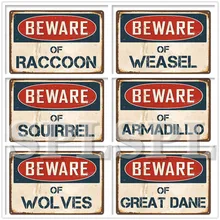 

Warning Signs Beware of The Hippo Wolves Dinosaur Metal Tin Sign Poster Abstract Quotes Art Metal Plates Plaques Home Decor Sign