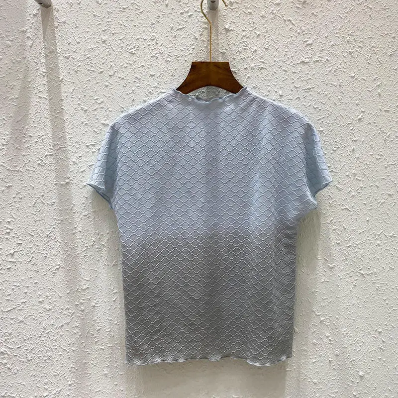 

Gradient Top Women's Summer 2022 new pleated short-sleeved Women's T-shirt