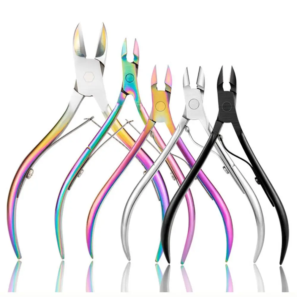 Stainless Steel Nail Cuticle Nipper Scissors Dead Skin Remover Colorful Titanium Clipper Eagle Beak Pliers Manicure Tool 1PC nail clippers,cuticle nipper