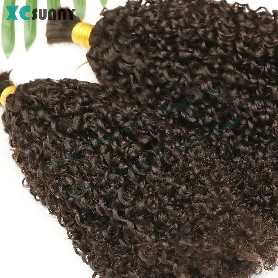 Kinky Curly Bulk Human Hair For Braiding Hair Extensions Bundles Bulk Curly For Boho Knotless Braids Double Drawn