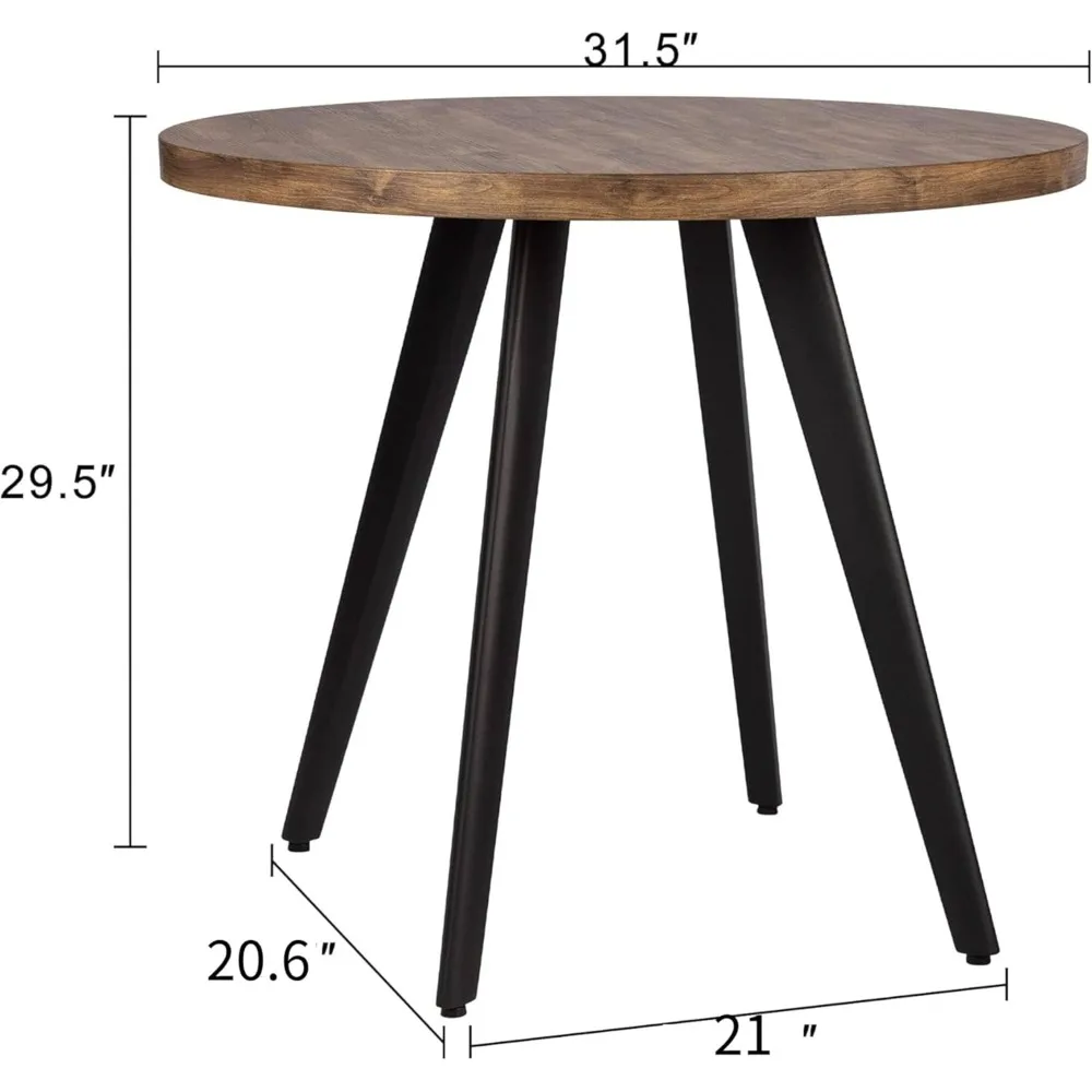 Round Dining Table, Small Dining Table for 2, 31.5" Round Table, Mid-Century Modern Kitchen Table with 1.4" Thickness Wood Grain 2