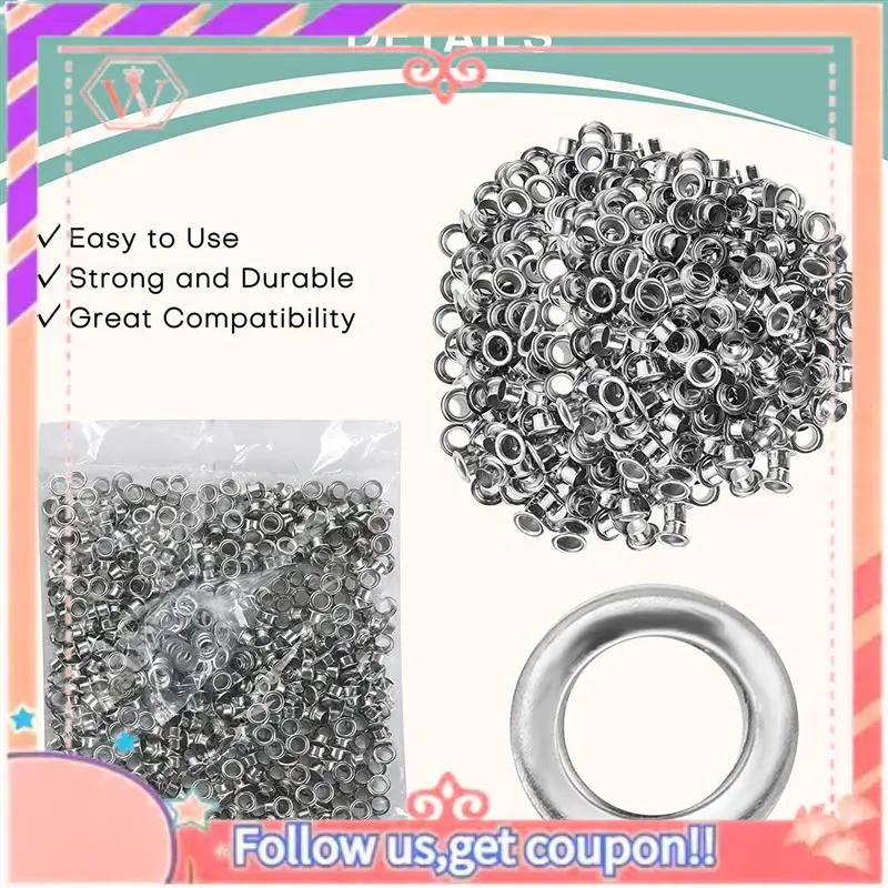 Upgraded Grommet Tool Kit Grommet & Washer Kit 500Pcs, 2 Grommets Kit, Suitable For Leather Bags Banner