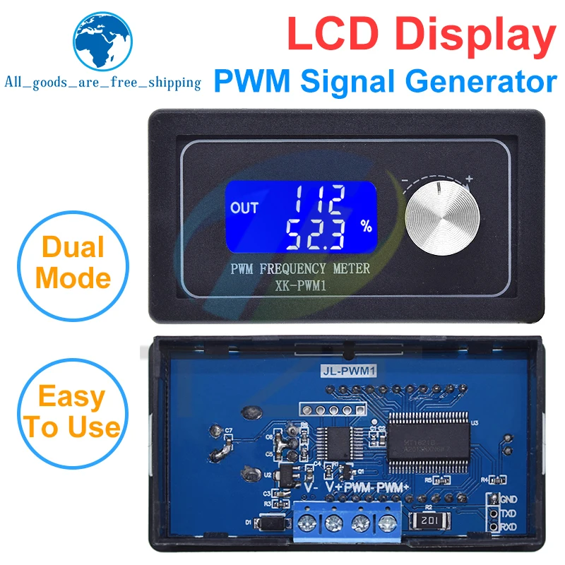 Signal Generator PWM Pulse Frequency Duty Cycle Adjustable Module LCD Display 1Hz-150Khz 3.3V-30V PWM Board Module Hand knob