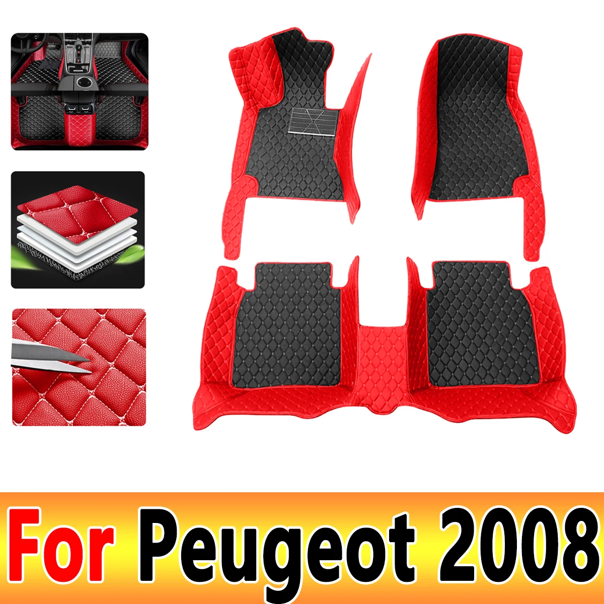 

Car Floor Mats For Peugeot 2008 P24 2020 2021 2022 Luxury Leather Mat Rugs Durable Pad Anti Dirty Carpets Set Car Accessories