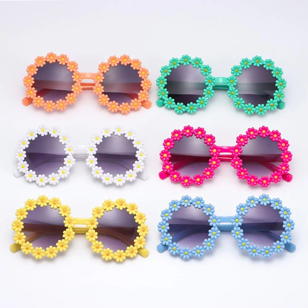 Simpatici occhiali da sole a margherita per bambini Occhiali da sole a fiori rotondi Occhiali da sole per bambini Protezione solare per esterni Festa estiva di moda_voghion.com