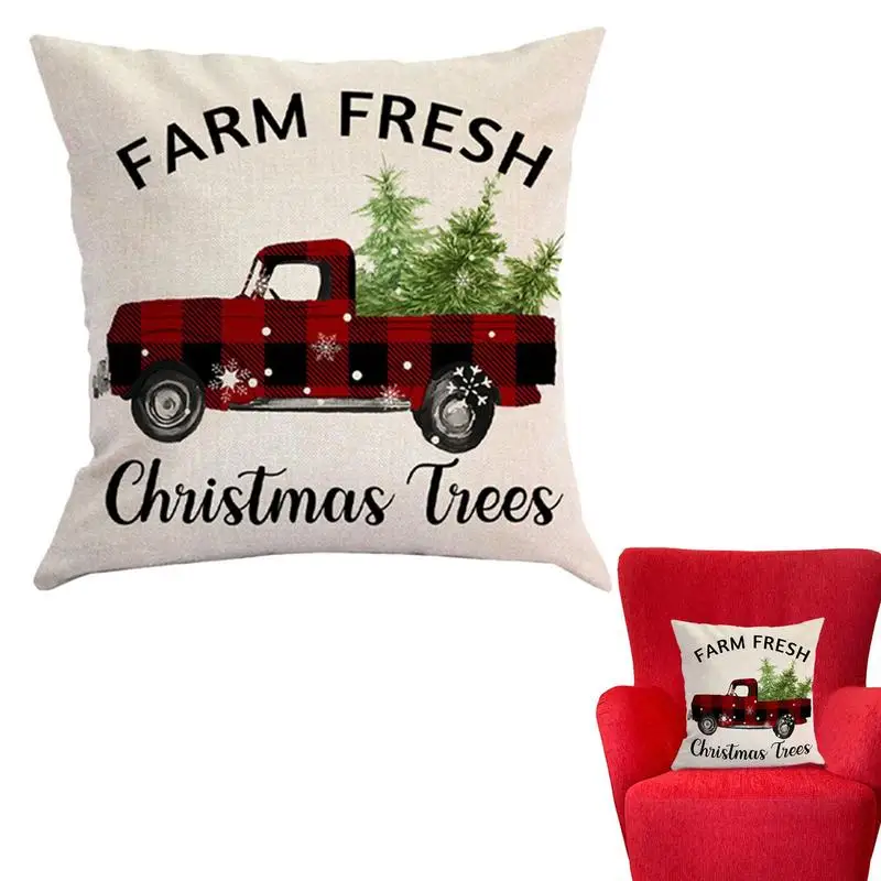 Christmas Decorative Pillows Covers Black And Red Christmas Farmhouse Buffalo Plaid Truck Throw Pillow Case Christmas Rustic