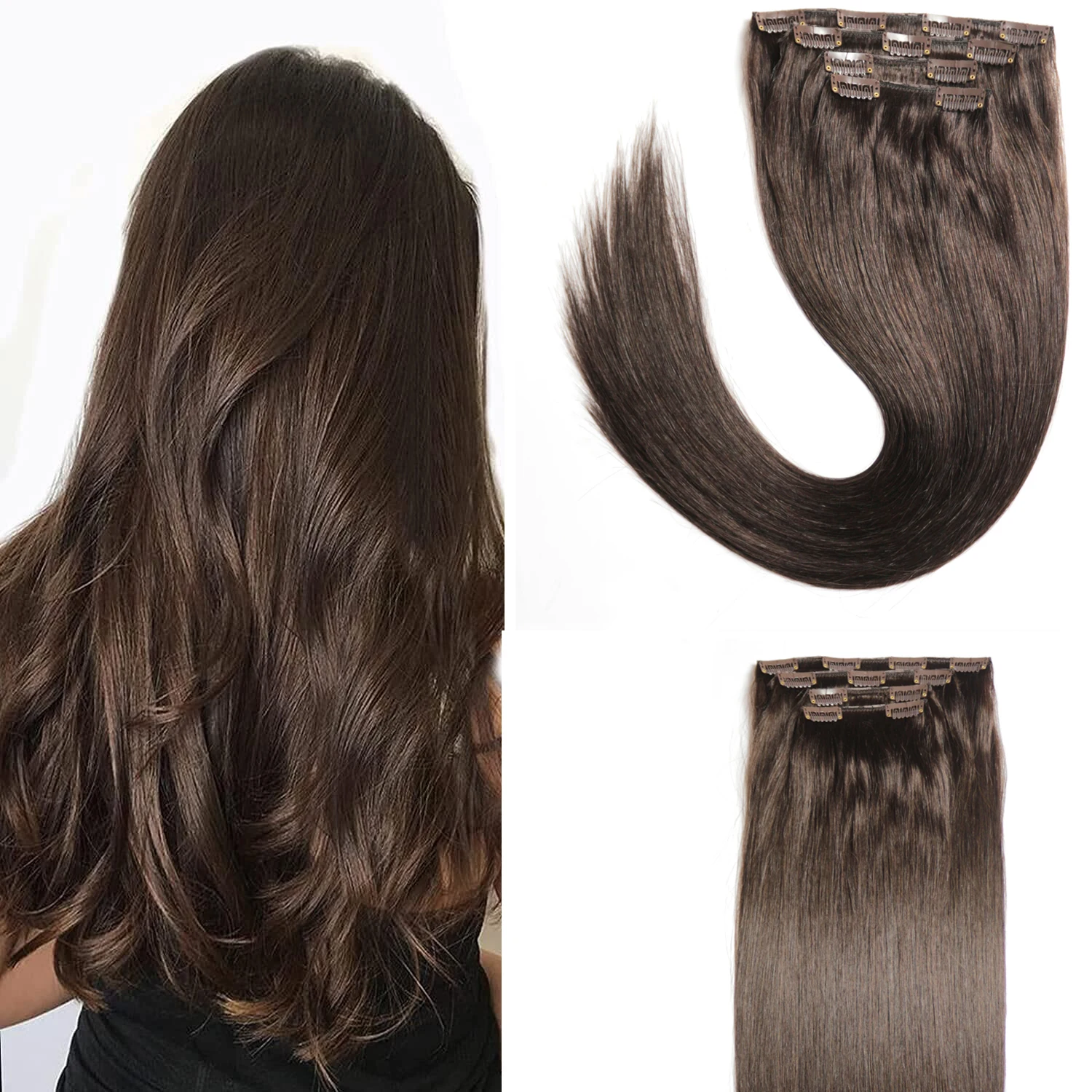 

Chocala 20"-28" Brazilian Remy Hair Clip in Human Extensions 100g-220g 4pcs Set With 100% Real Human Hair