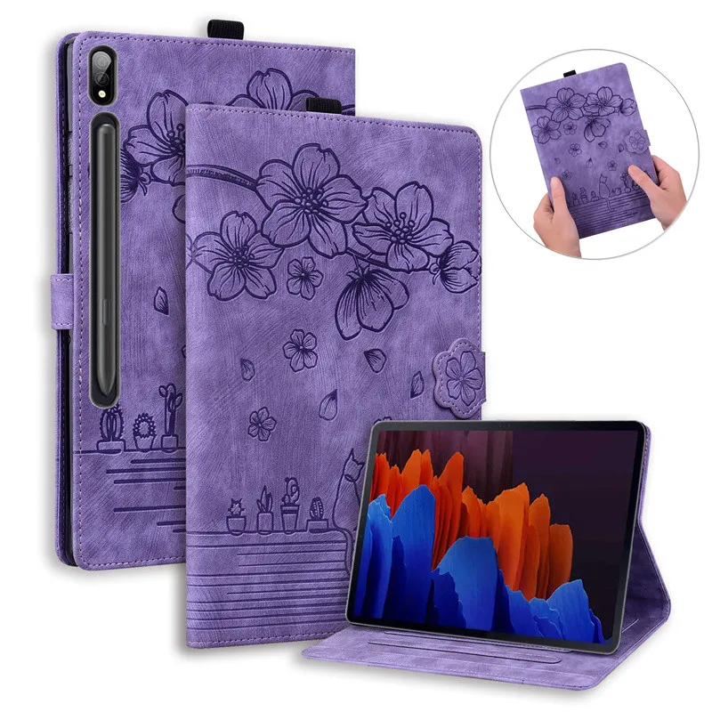 3D Butterfly Cat Emboss Per Samsung Galaxy Tab S9 Ultra Tablet Funda 14.6 Flip Cover Per Funda Tab S9 Ultra S9 Plus Case Tablet