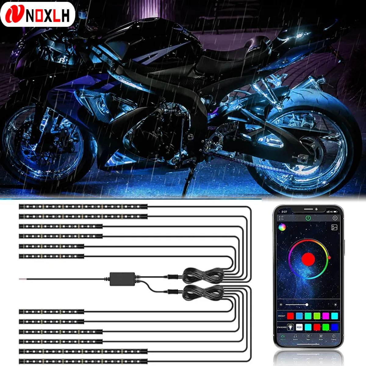 LED Motorcycle Decorative Ambient Light Strip Waterproof Flexible RGB APP Sound Control Moto Backlight Car Atmosphere Lamp 12v motorcycle led lights motorcycle accessories led lamp strip led atmosphere light car led lights