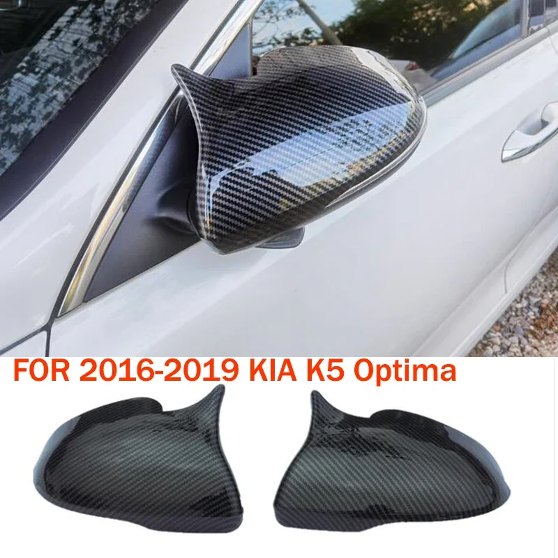 

For KIA K5 Optima 2016-2019 ABS Carbon Fiber Buckle Style Car Exterior Body Side Door Rearview Mirror Cover Cap Shell Trim