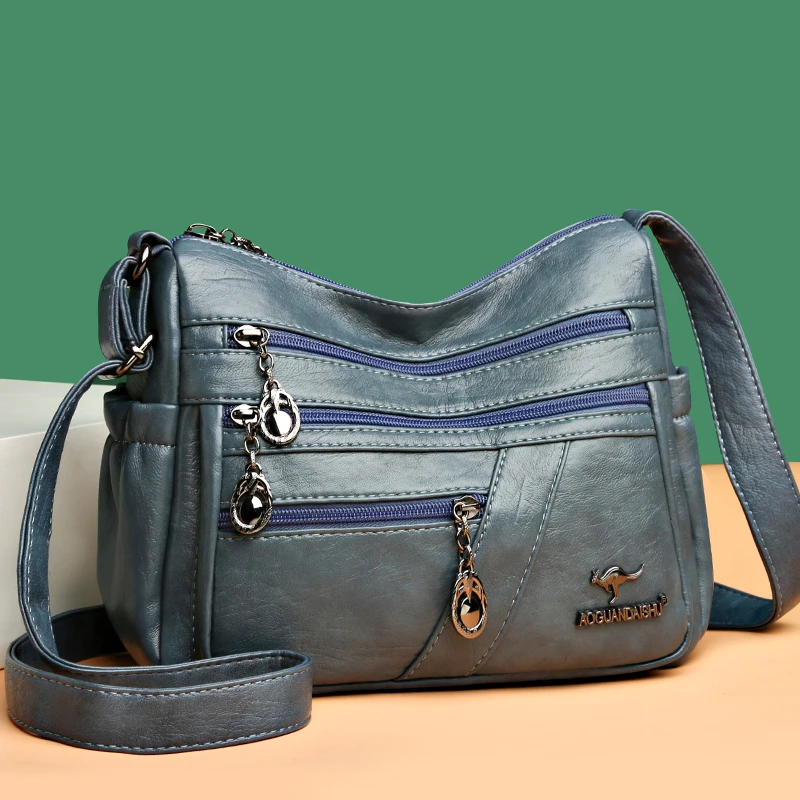 

Сумка на плечо женская из мягкой кожи, многослойный классический саквояж кросс-боди, Роскошный дизайнерский клатч