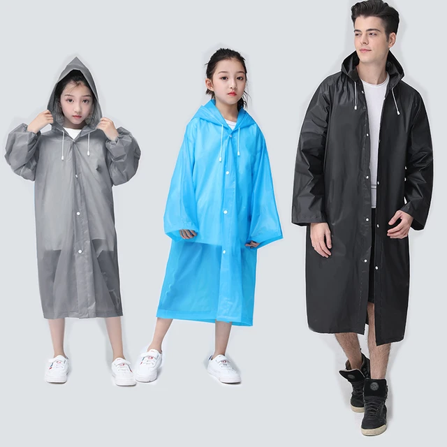 Adult Men Raincoat Waterproof Hooded Rain Jacket Long Coat Outdoor